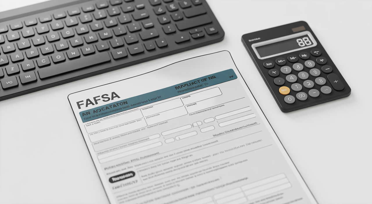 Student reviewing college financial aid options and documents